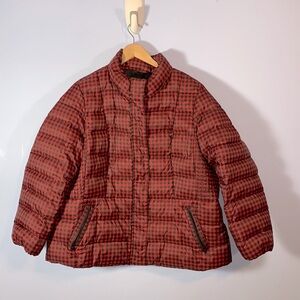Talbots down filled gingham check parka puffer red black Buffalo plaid coat 2Xp